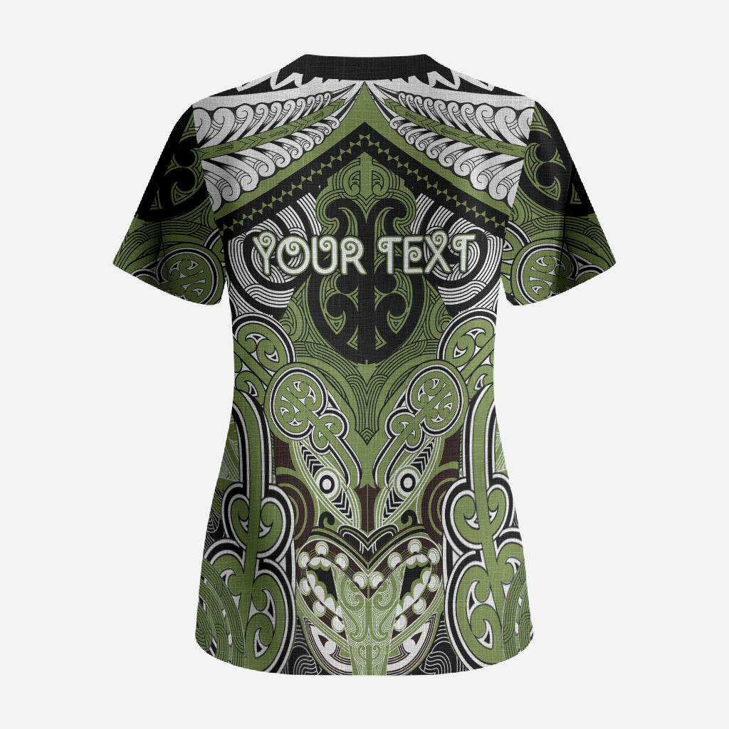 Aotearoa Iwi Whakatohea Personalised Scrub Top Maori Kowhaiwhai Pattern LT19 - Polynesian Pride