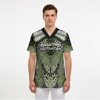 Aotearoa Iwi Whakatohea Personalised Scrub Top Maori Kowhaiwhai Pattern LT19 - Polynesian Pride