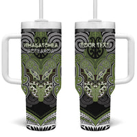 Aotearoa Iwi Whakatohea Personalised Tumbler With Handle Maori Kowhaiwhai Pattern LT19 One Size: 40 oz Olive Green - Polynesian Pride