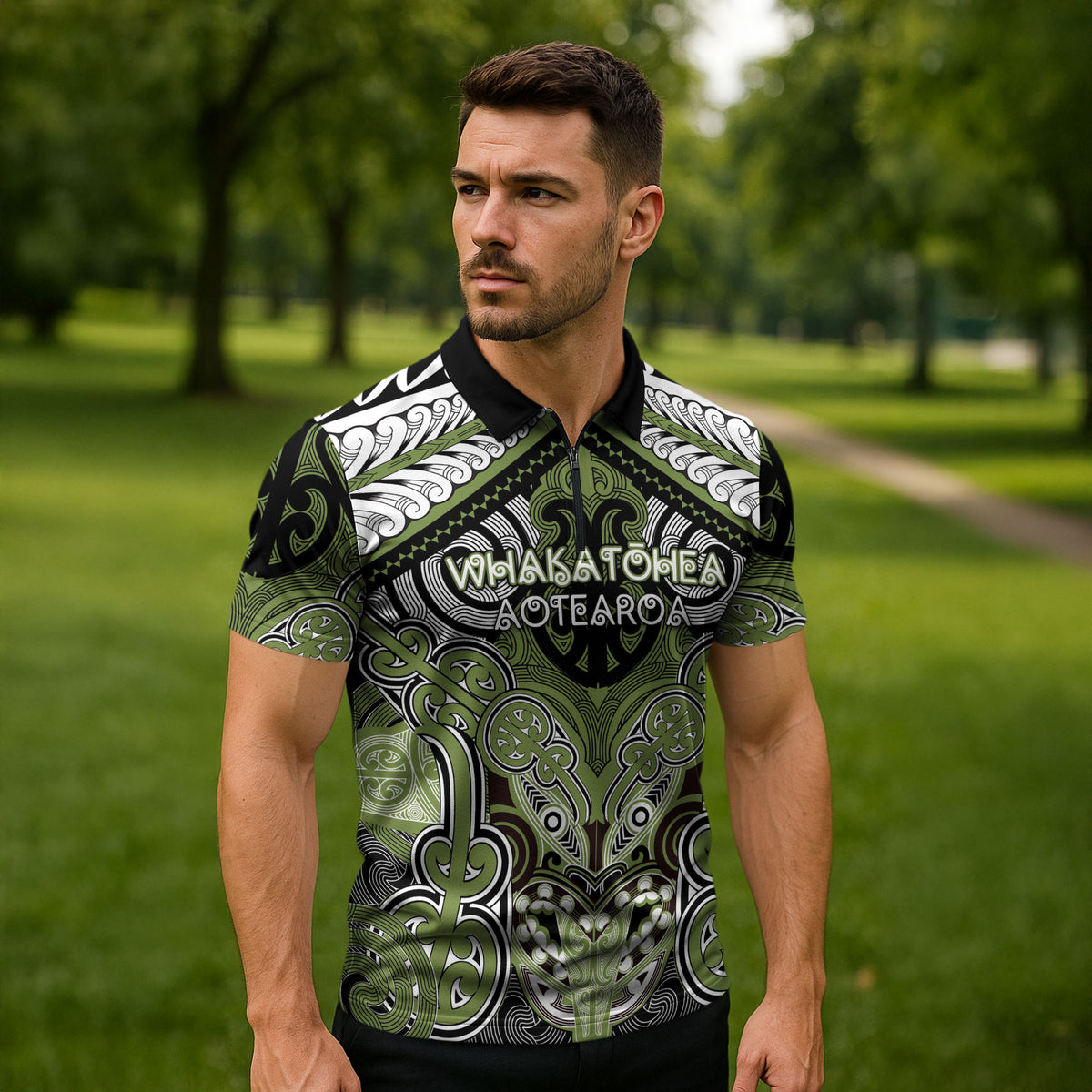 Aotearoa Iwi Whakatohea Personalised Zipper Polo Shirt Maori Kowhaiwhai Pattern LT19 - Polynesian Pride
