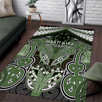 Aotearoa Iwi Ngati Awa Area Rug Maori Kowhaiwhai Pattern LT19 Green - Polynesian Pride