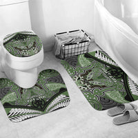 Aotearoa Iwi Ngati Awa Bathroom Set Maori Kowhaiwhai Pattern LT19 Mat Set Only (3 pcs) One Size Green - Polynesian Pride