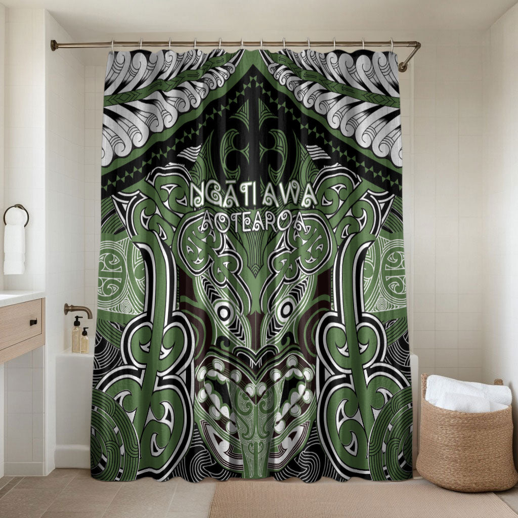 Aotearoa Iwi Ngati Awa Bathroom Set Maori Kowhaiwhai Pattern LT19 Shower Curtain Only Green - Polynesian Pride