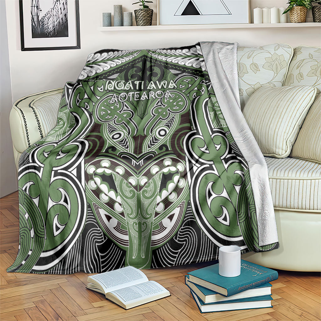 Aotearoa Iwi Ngati Awa Blanket Maori Kowhaiwhai Pattern LT19 Green - Polynesian Pride