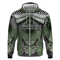 Aotearoa Iwi Ngati Awa Personalised Hoodie Maori Kowhaiwhai Pattern LT19 Zip Hoodie Green - Polynesian Pride