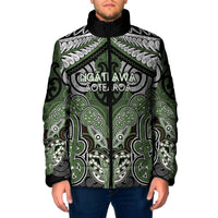 Aotearoa Iwi Ngati Awa Personalised Padded Jacket Maori Kowhaiwhai Pattern LT19 Men Green - Polynesian Pride