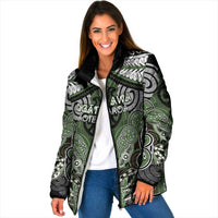 Aotearoa Iwi Ngati Awa Personalised Padded Jacket Maori Kowhaiwhai Pattern LT19 Women Green - Polynesian Pride