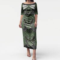 Aotearoa Iwi Ngati Awa Personalised Puletasi Maori Kowhaiwhai Pattern LT19 Long Dress Green - Polynesian Pride