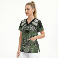 Aotearoa Iwi Ngati Awa Personalised Scrub Top Maori Kowhaiwhai Pattern LT19 - Polynesian Pride