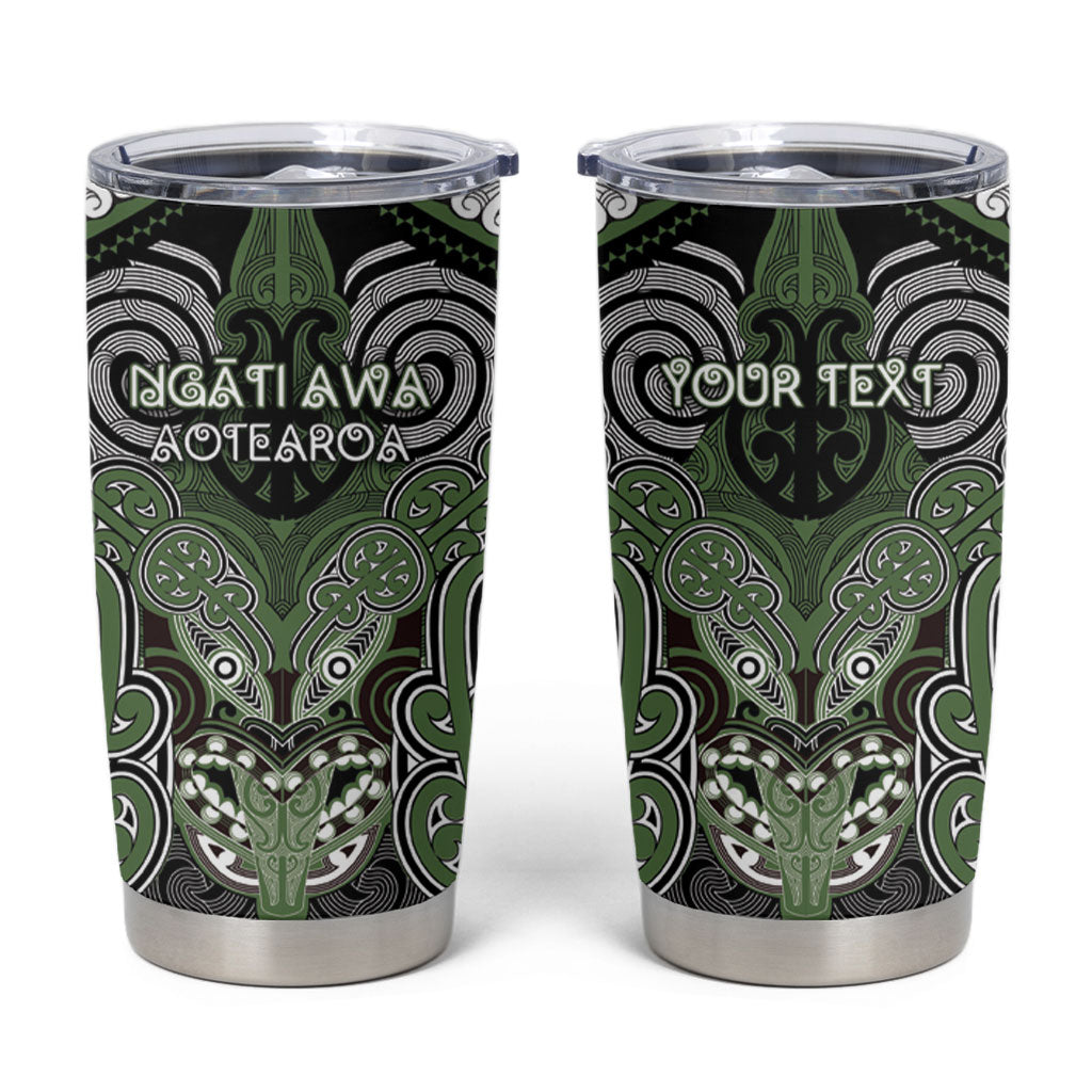 Aotearoa Iwi Ngati Awa Personalised Tumbler Cup Maori Kowhaiwhai Pattern LT19 Green - Polynesian Pride