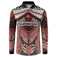 Aotearoa Iwi Rongowhakaata Personalised Button Sweatshirt Maori Kowhaiwhai Pattern LT19 Red - Polynesian Pride