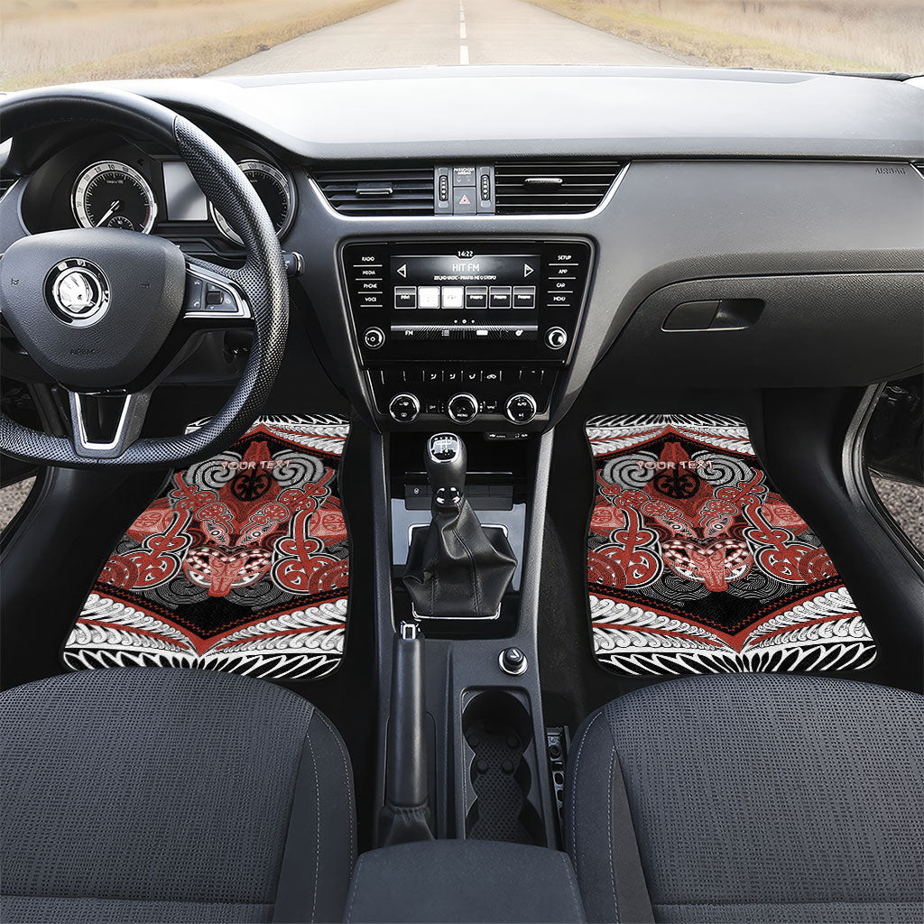 Aotearoa Iwi Rongowhakaata Personalised Car Mats Maori Kowhaiwhai Pattern LT19 Set 2pcs - Front Red - Polynesian Pride