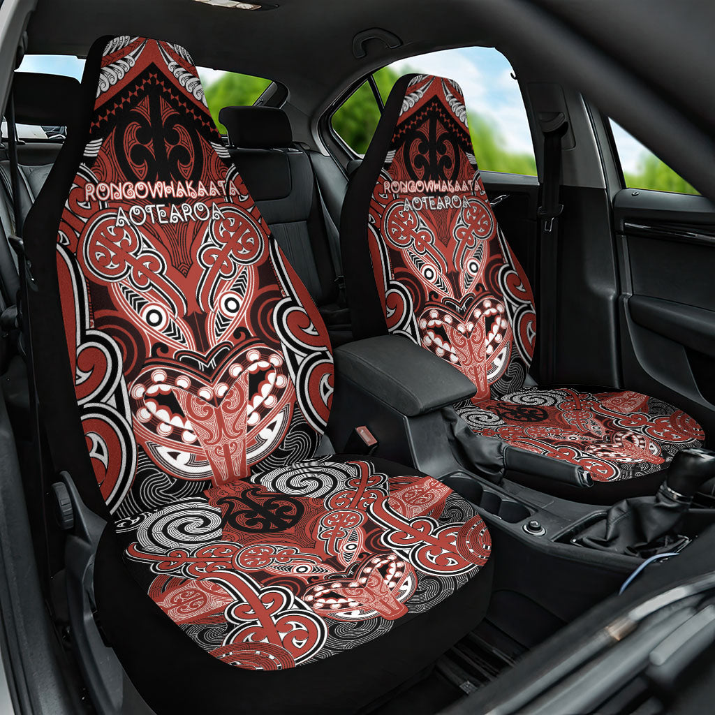 Aotearoa Iwi Rongowhakaata Car Seat Cover Maori Kowhaiwhai Pattern LT19 One Size Red - Polynesian Pride