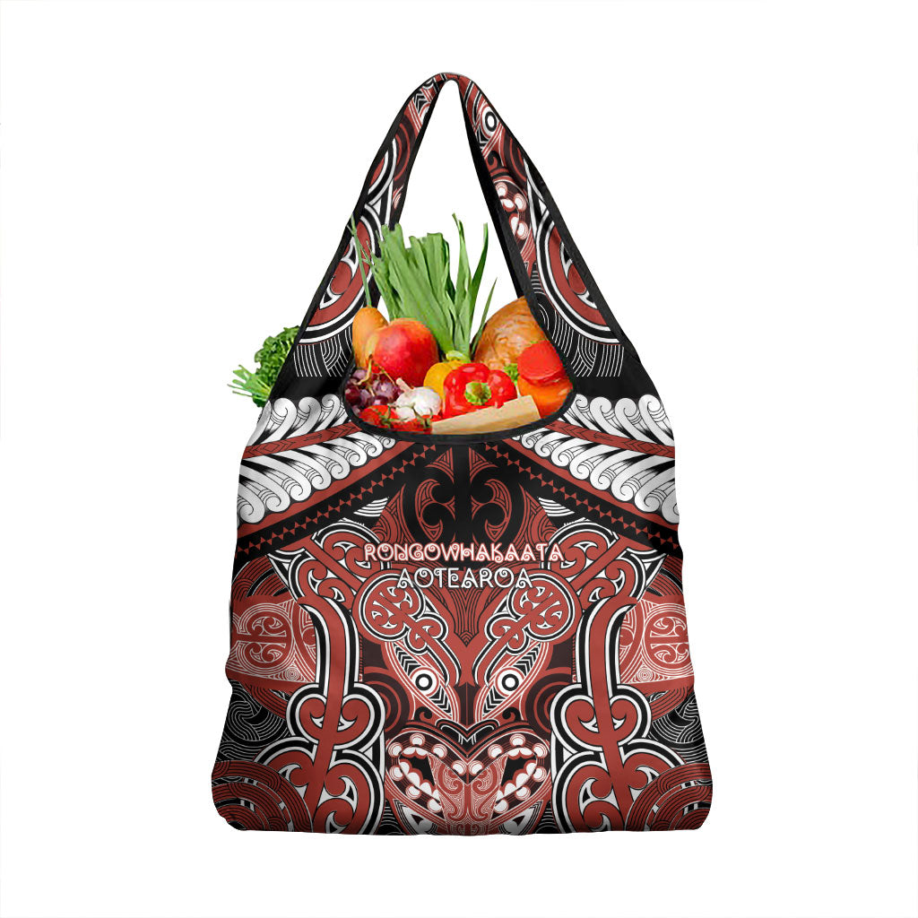 Aotearoa Iwi Rongowhakaata Grocery Bag Maori Kowhaiwhai Pattern LT19 1-pack One Size Red - Polynesian Pride