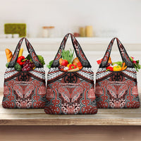 Aotearoa Iwi Rongowhakaata Grocery Bag Maori Kowhaiwhai Pattern LT19 3-pack One Size Red - Polynesian Pride