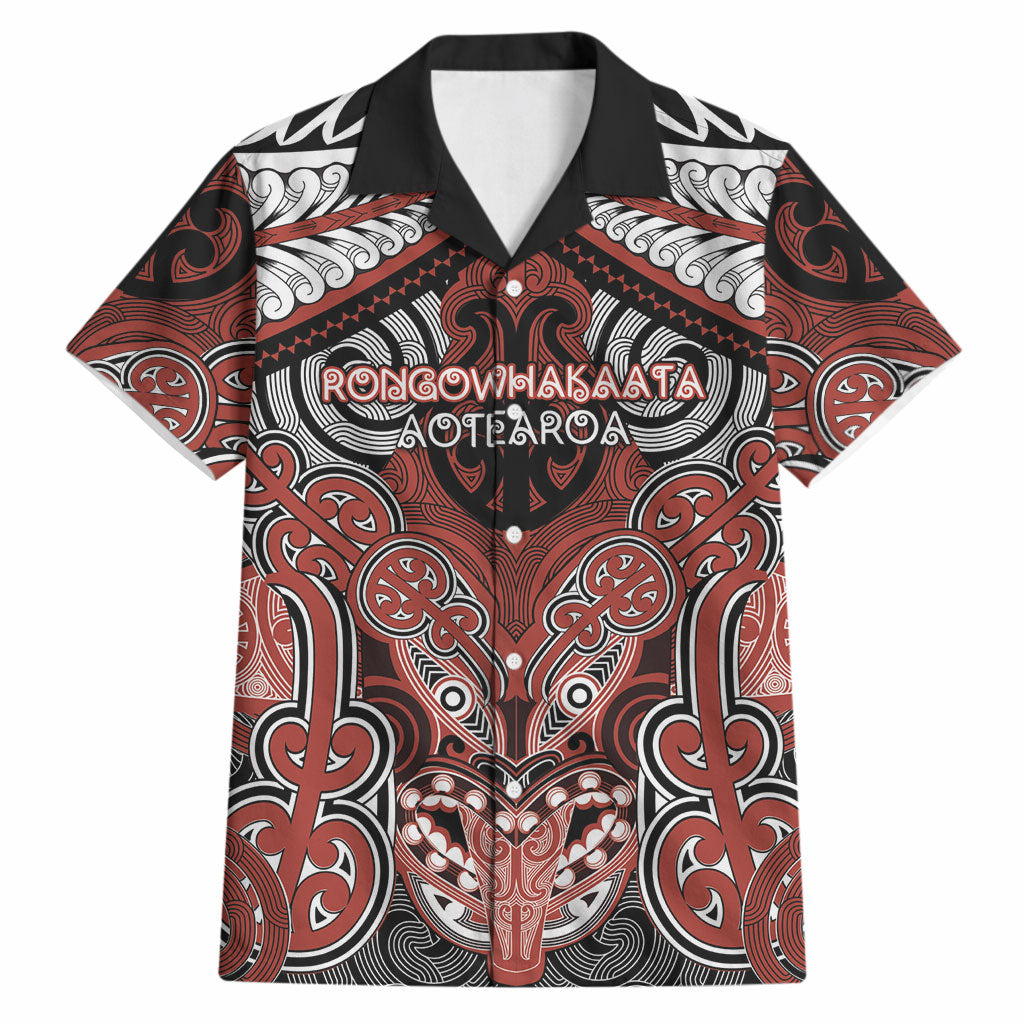 Aotearoa Iwi Rongowhakaata Personalised Hawaiian Shirt Maori Kowhaiwhai Pattern LT19 Red - Polynesian Pride