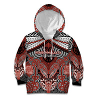Aotearoa Iwi Rongowhakaata Personalised Kid Hoodie Maori Kowhaiwhai Pattern LT19 Hoodie Red - Polynesian Pride