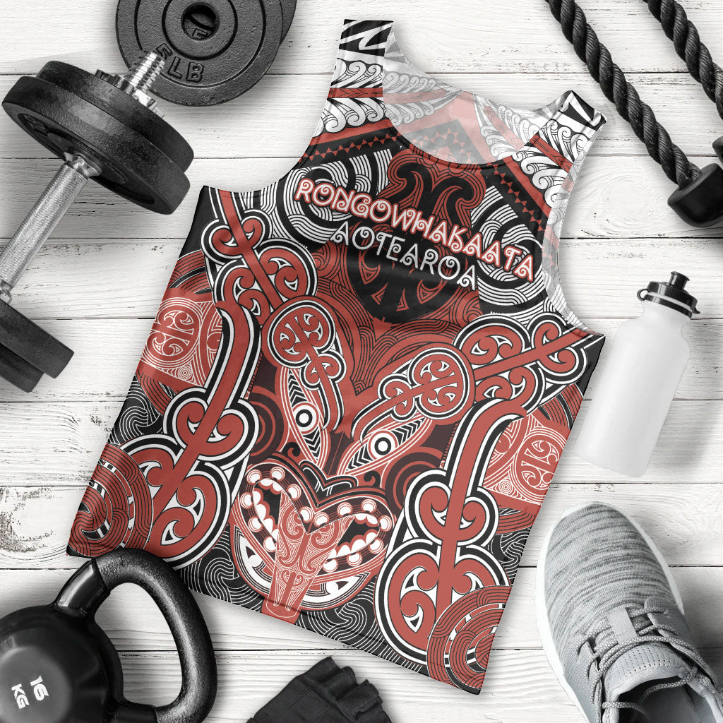 Aotearoa Iwi Rongowhakaata Personalised Men Tank Top Maori Kowhaiwhai Pattern LT19 - Polynesian Pride