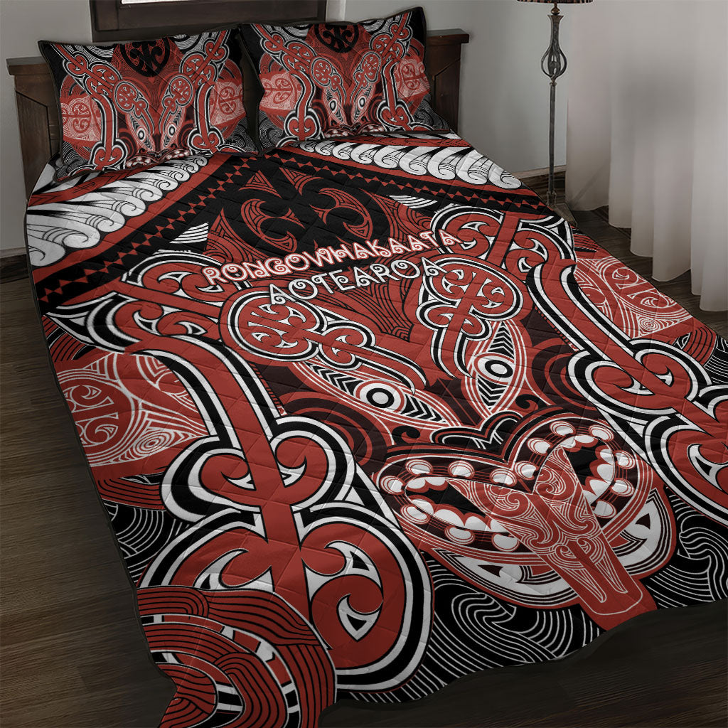Aotearoa Iwi Rongowhakaata Quilt Bed Set Maori Kowhaiwhai Pattern LT19 Red - Polynesian Pride