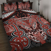 Aotearoa Iwi Rongowhakaata Quilt Bed Set Maori Kowhaiwhai Pattern LT19 Red - Polynesian Pride