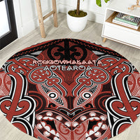 Aotearoa Iwi Rongowhakaata Round Carpet Maori Kowhaiwhai Pattern LT19 Red - Polynesian Pride