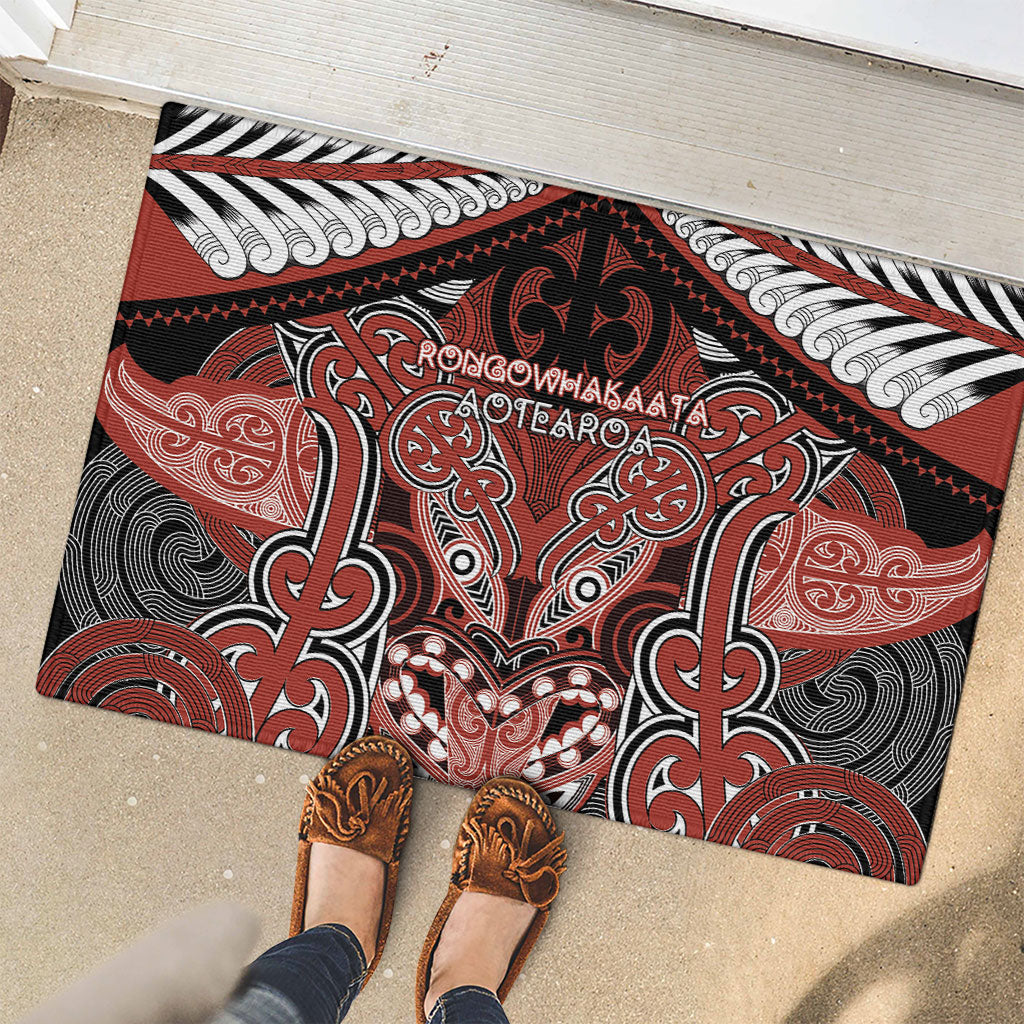 Aotearoa Iwi Rongowhakaata Rubber Doormat Maori Kowhaiwhai Pattern LT19 - Polynesian Pride