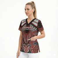 Aotearoa Iwi Rongowhakaata Personalised Scrub Top Maori Kowhaiwhai Pattern LT19 - Polynesian Pride