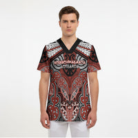 Aotearoa Iwi Rongowhakaata Personalised Scrub Top Maori Kowhaiwhai Pattern LT19 - Polynesian Pride
