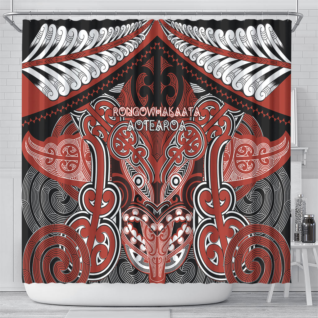 Aotearoa Iwi Rongowhakaata Shower Curtain Maori Kowhaiwhai Pattern LT19 - Polynesian Pride