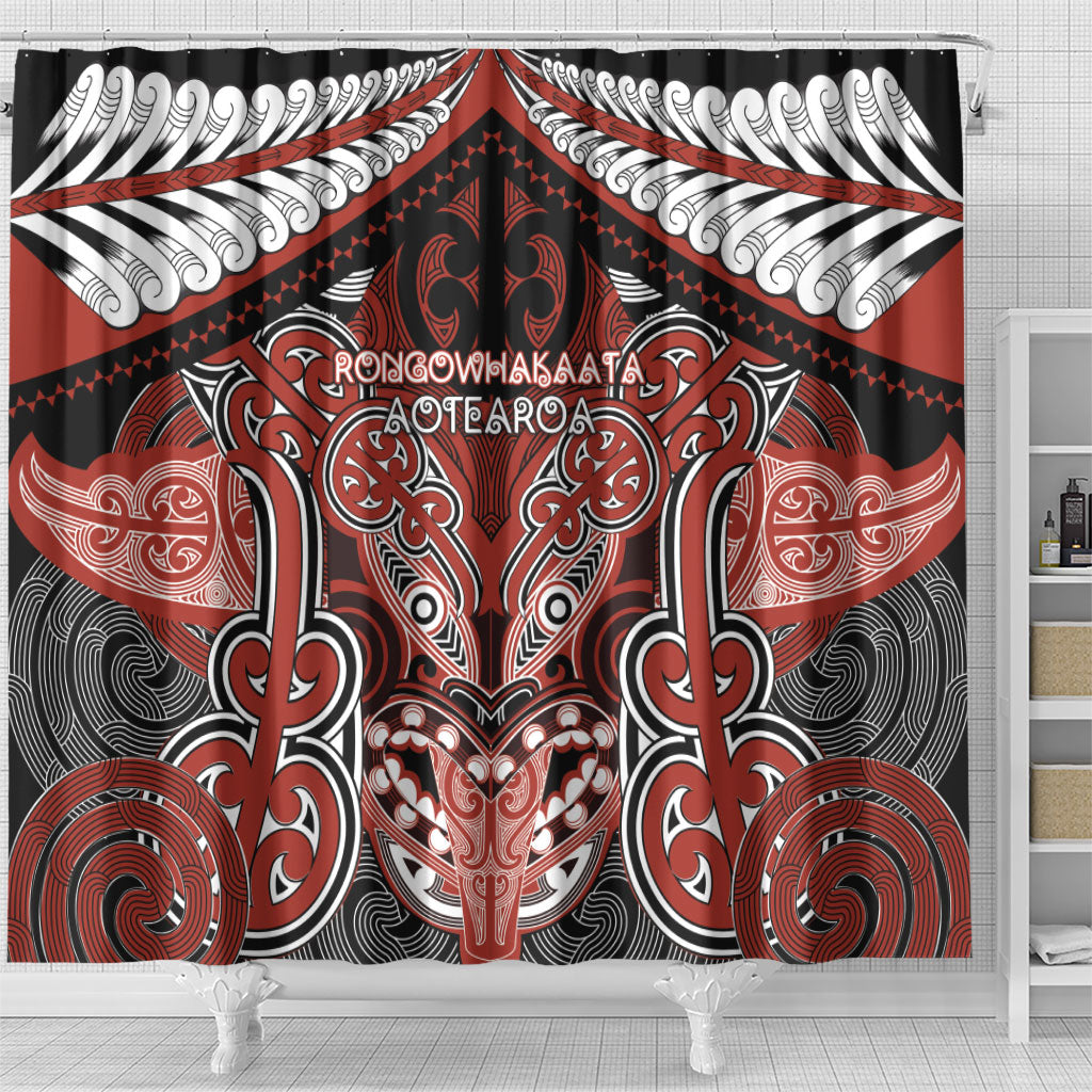 Aotearoa Iwi Rongowhakaata Shower Curtain Maori Kowhaiwhai Pattern LT19 - Polynesian Pride