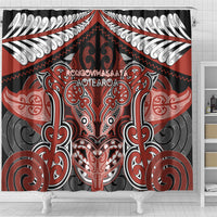Aotearoa Iwi Rongowhakaata Shower Curtain Maori Kowhaiwhai Pattern LT19 - Polynesian Pride