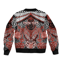 Aotearoa Iwi Rongowhakaata Personalised Sleeve Zip Bomber Jacket Maori Kowhaiwhai Pattern LT19 - Polynesian Pride