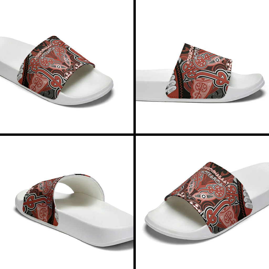Aotearoa Iwi Rongowhakaata Slide Sandals Maori Kowhaiwhai Pattern LT19 - Polynesian Pride