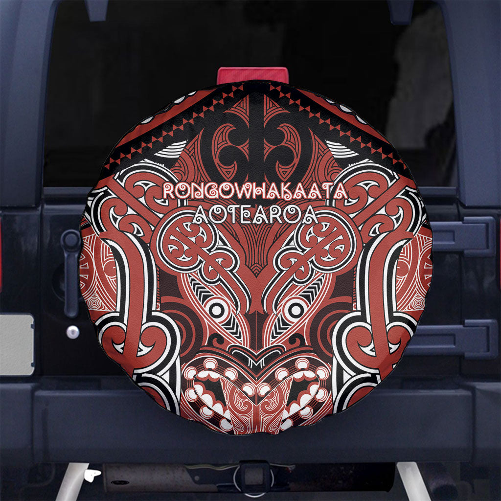 Aotearoa Iwi Rongowhakaata Spare Tire Cover Maori Kowhaiwhai Pattern LT19 No hole Red - Polynesian Pride