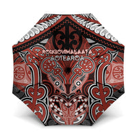 Aotearoa Iwi Rongowhakaata Umbrella Maori Kowhaiwhai Pattern LT19 One Size Folded 11.42 inch Opened Diameter 37.4 inch Red - Polynesian Pride