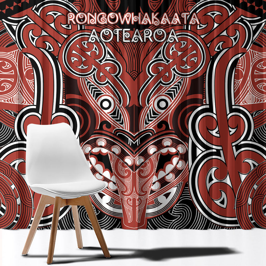 Aotearoa Iwi Rongowhakaata Window Curtain Maori Kowhaiwhai Pattern LT19 - Polynesian Pride