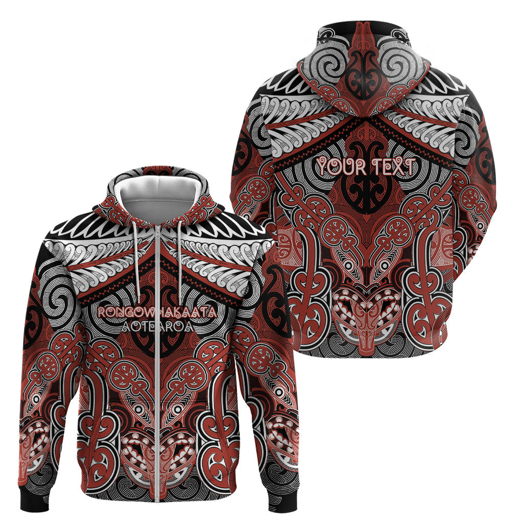Aotearoa Iwi Rongowhakaata Personalised Zip Hoodie Maori Kowhaiwhai Pattern LT19 - Polynesian Pride