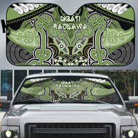 Aotearoa Iwi Ngati Raukawa Auto Sun Shade Maori Kowhaiwhai Pattern LT19 Green - Polynesian Pride