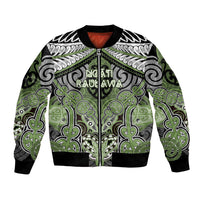 Aotearoa Iwi Ngati Raukawa Personalised Bomber Jacket Maori Kowhaiwhai Pattern LT19 Unisex Green - Polynesian Pride