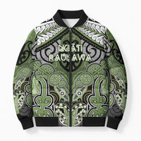 Aotearoa Iwi Ngati Raukawa Personalised Bomber Puffer Jacket Maori Kowhaiwhai Pattern LT19 Unisex Green - Polynesian Pride