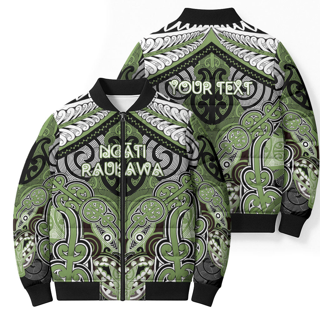 Aotearoa Iwi Ngati Raukawa Personalised Bomber Puffer Jacket Maori Kowhaiwhai Pattern LT19 - Polynesian Pride