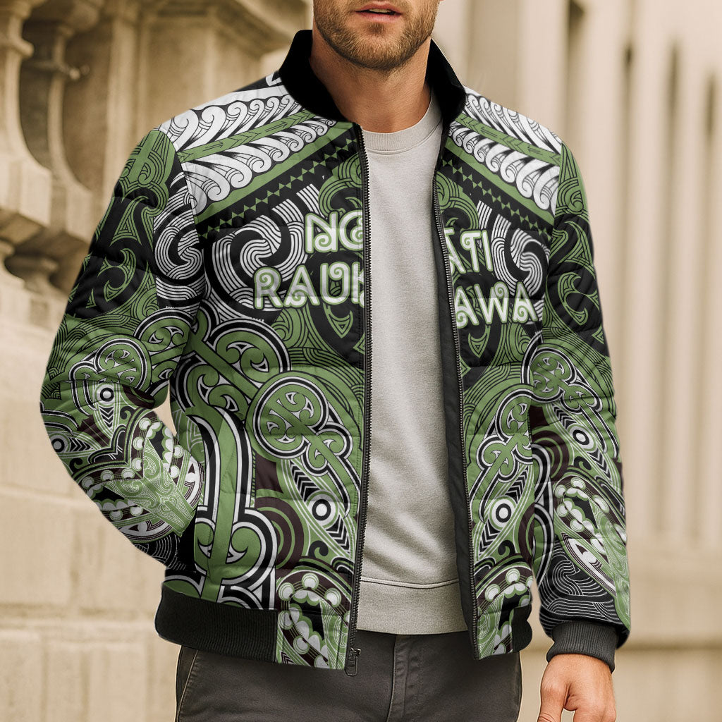 Aotearoa Iwi Ngati Raukawa Personalised Bomber Puffer Jacket Maori Kowhaiwhai Pattern LT19 - Polynesian Pride