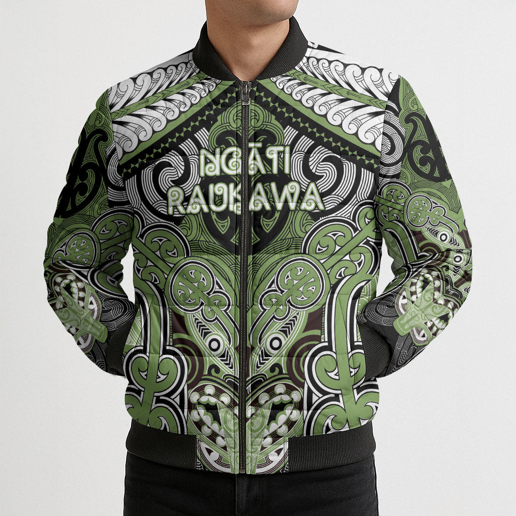 Aotearoa Iwi Ngati Raukawa Personalised Bomber Puffer Jacket Maori Kowhaiwhai Pattern LT19 - Polynesian Pride
