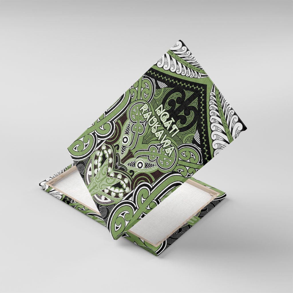 Aotearoa Iwi Ngati Raukawa Canvas Wall Art Maori Kowhaiwhai Pattern LT19 With Frame Green - Polynesian Pride