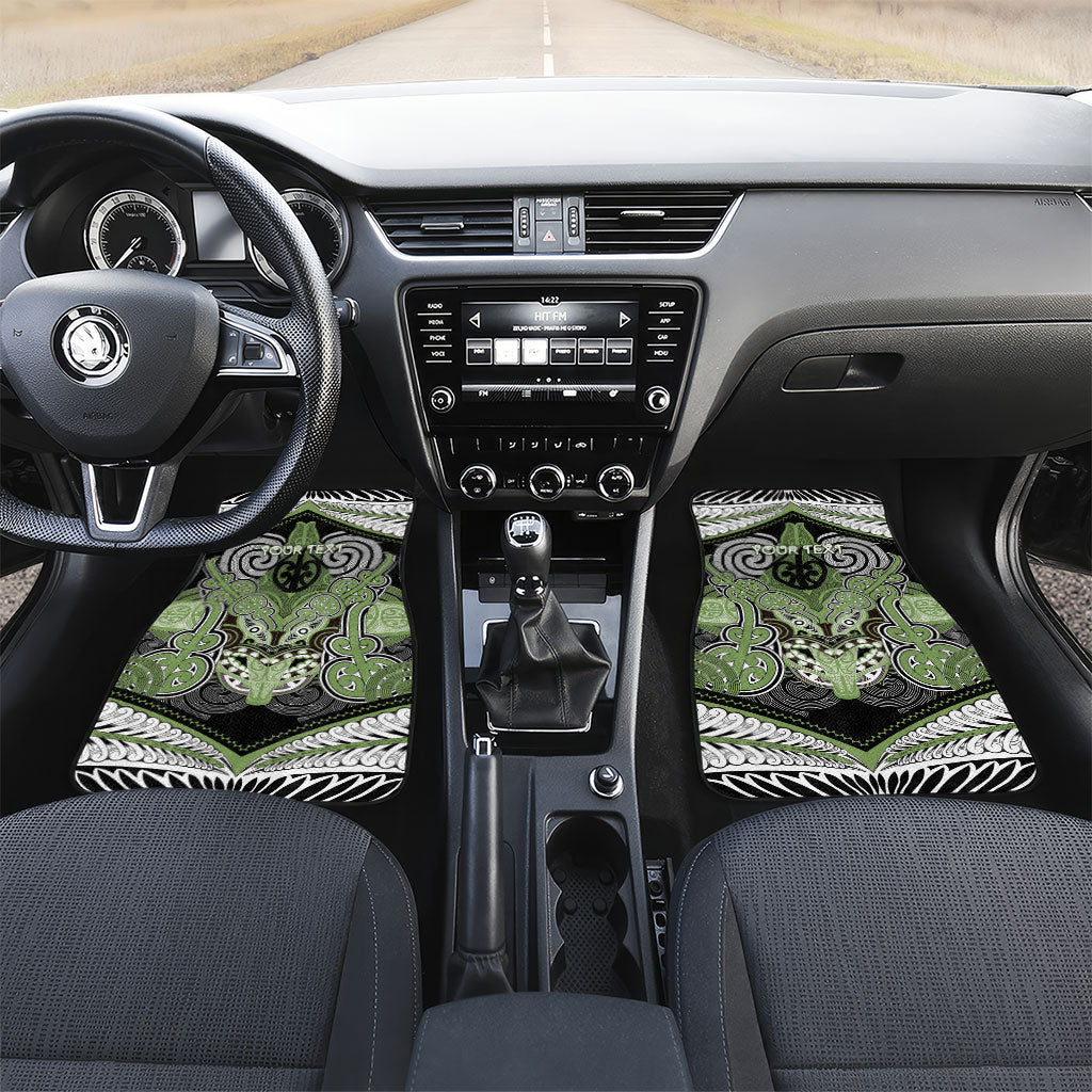 Aotearoa Iwi Ngati Raukawa Personalised Car Mats Maori Kowhaiwhai Pattern LT19 Set 2pcs - Front Green - Polynesian Pride