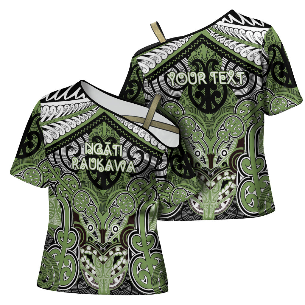 Aotearoa Iwi Ngati Raukawa Personalised Cross Shoulder Shirt Maori Kowhaiwhai Pattern LT19 - Polynesian Pride