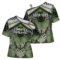 Aotearoa Iwi Ngati Raukawa Personalised Cross Shoulder Shirt Maori Kowhaiwhai Pattern LT19 - Polynesian Pride