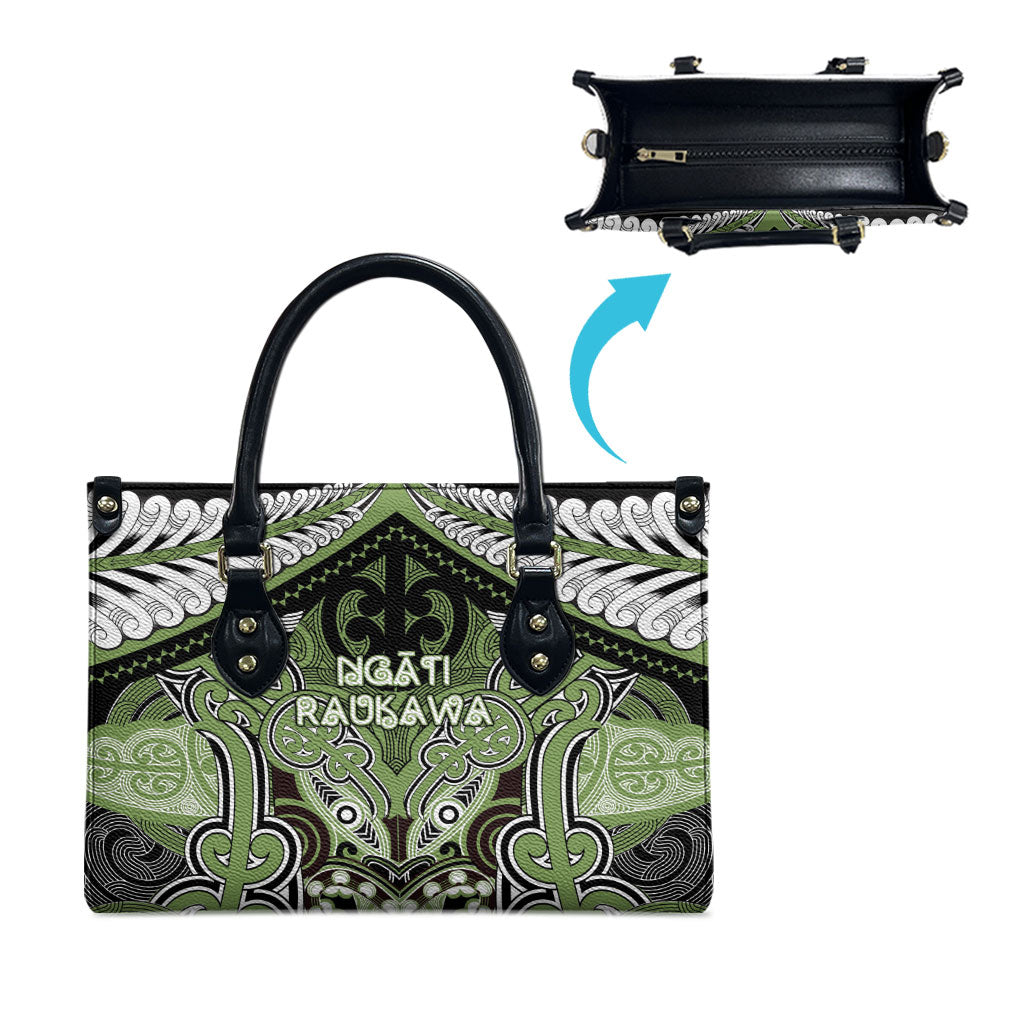 Aotearoa Iwi Ngati Raukawa Leather Bag Maori Kowhaiwhai Pattern LT19 - Polynesian Pride