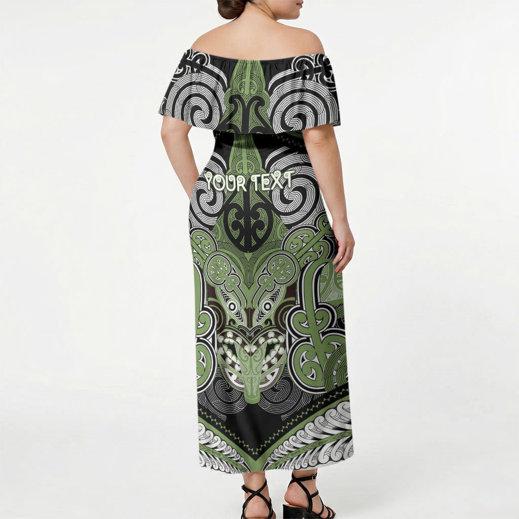 Aotearoa Iwi Ngati Raukawa Personalised Off Shoulder Maxi Dress Maori Kowhaiwhai Pattern LT19 - Polynesian Pride