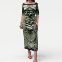 Aotearoa Iwi Ngati Raukawa Personalised Puletasi Maori Kowhaiwhai Pattern LT19 Long Dress Green - Polynesian Pride